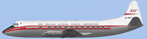 David Carter illustration of New Zealand National Airways Corporation Viscount ZK-BRF